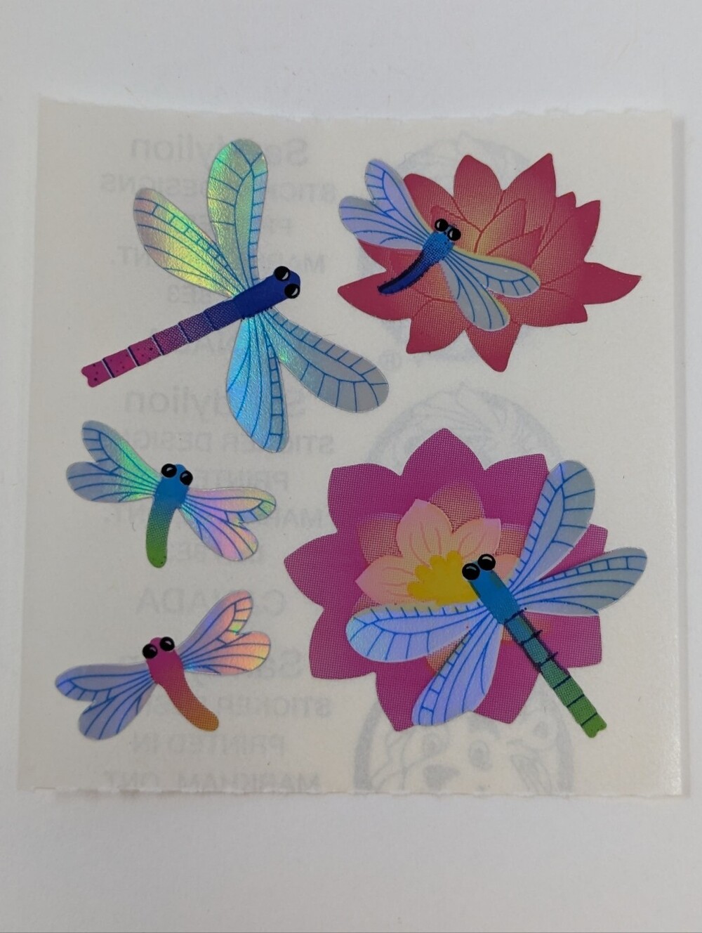 Sandylion Stickers Dragonfly Flowers Vintage